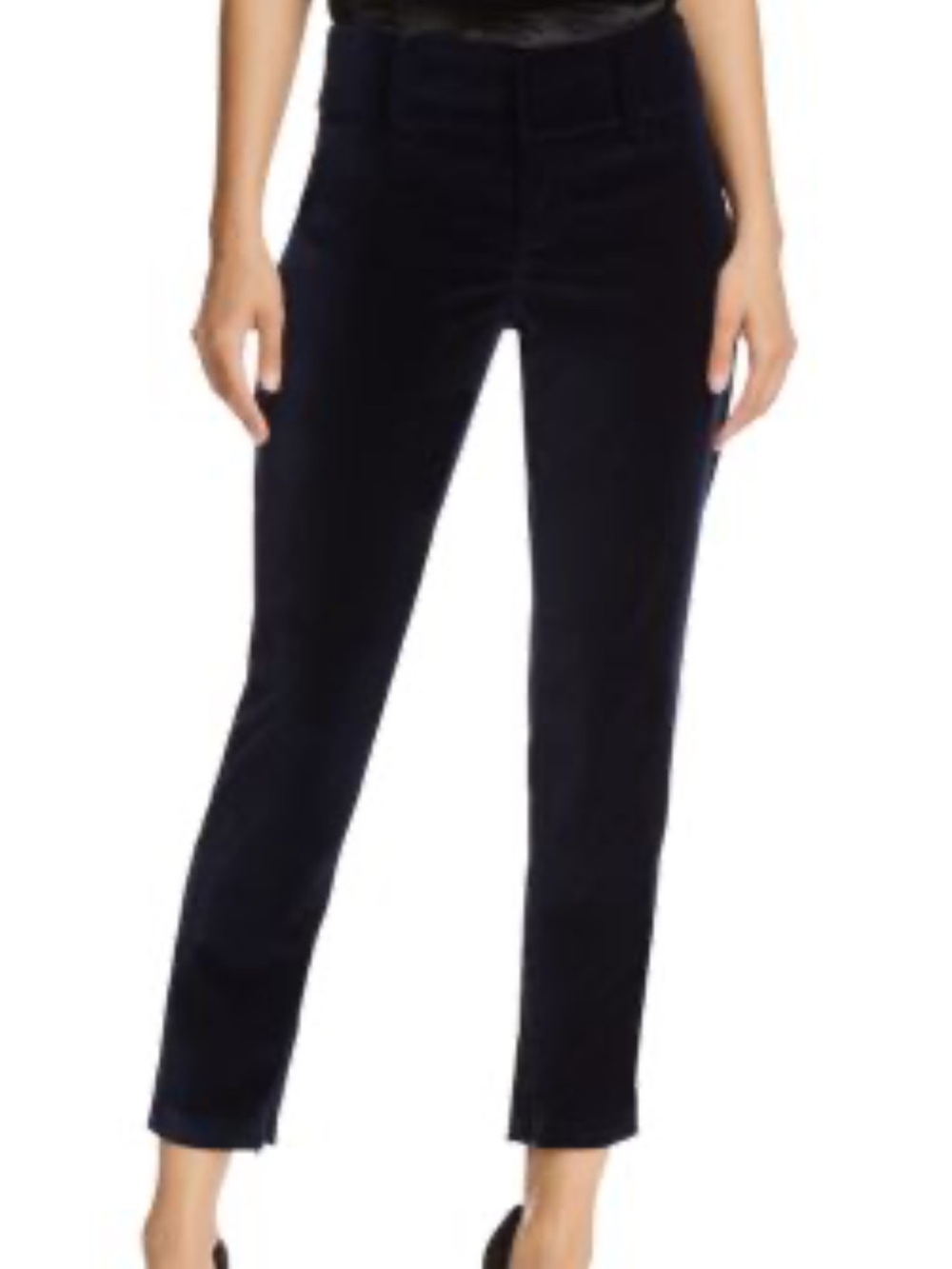 Alice + Olivia Stacey Straight Black Velvet Ankle Pants